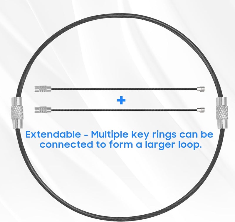 DFTOA -30 Pack 6 inch Extendable Wire Keychain Cable/Luggage Tags/Loops Holder/ID Tag Keeper, Black Cable Key Ring - Image 4